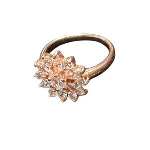 Vintage Floral Cluster Ring with Clear Stones